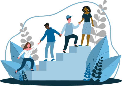 People climbing stairs graphic